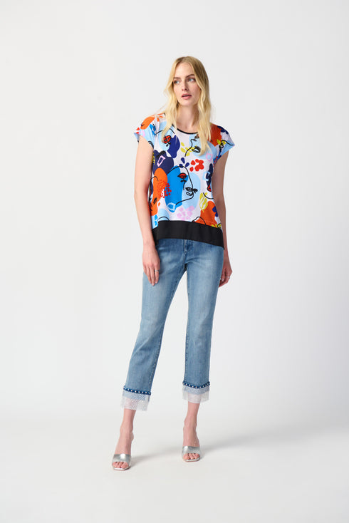 Joseph Ribkoff Top aus Georgette in Trapezsilhouette mit Faceprint