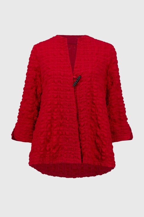 Joseph Ribkoff Jacquard Trapez Blazer in Reliefoptik rot