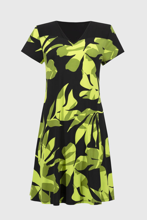 Elegantes Sommerkleid mit V-Ausschnitt & tropischem Print