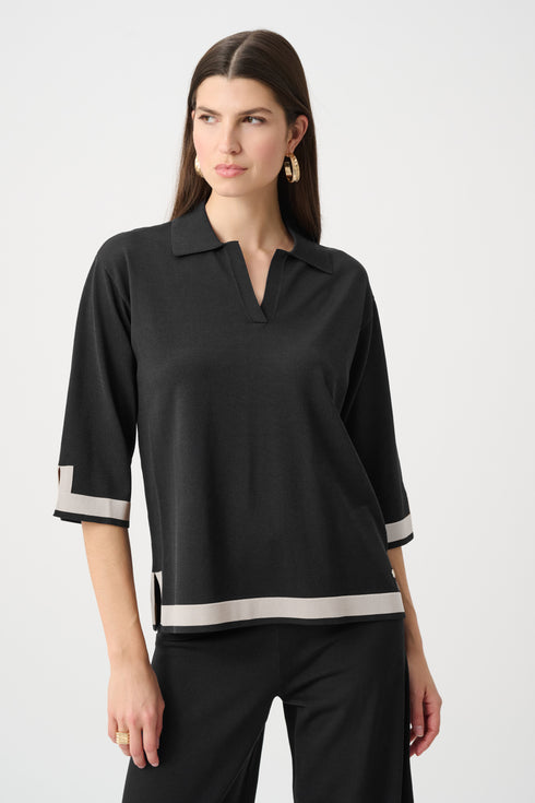 Feinstrick-Shirt im Color-Blocking-Look