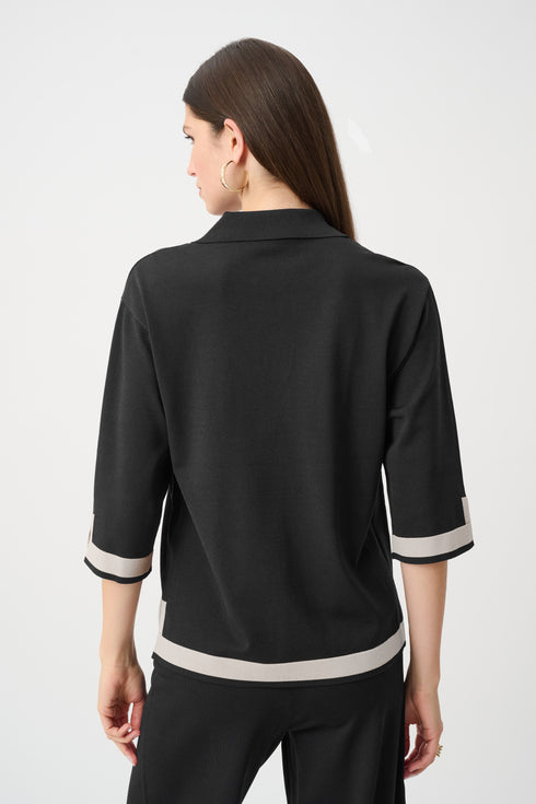 Feinstrick-Shirt im Color-Blocking-Look