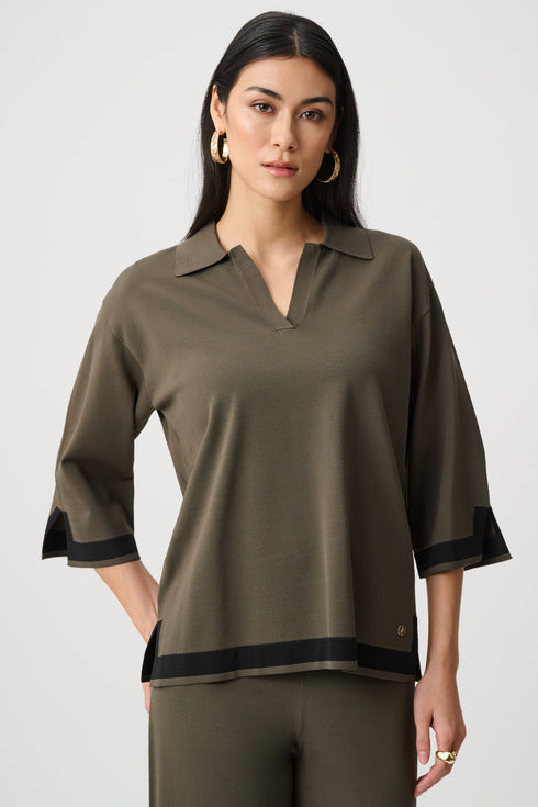 Feinstrick-Shirt im Color-Blocking-Look