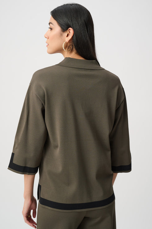 Feinstrick-Shirt im Color-Blocking-Look