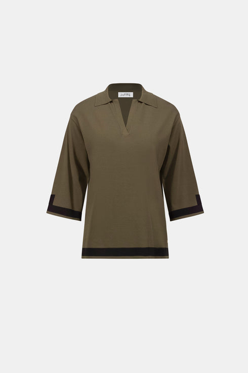 Feinstrick-Shirt im Color-Blocking-Look