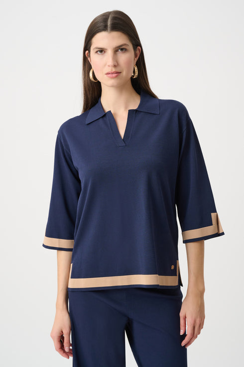 Feinstrick-Shirt im Color-Blocking-Look