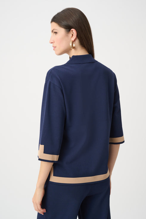 Feinstrick-Shirt im Color-Blocking-Look