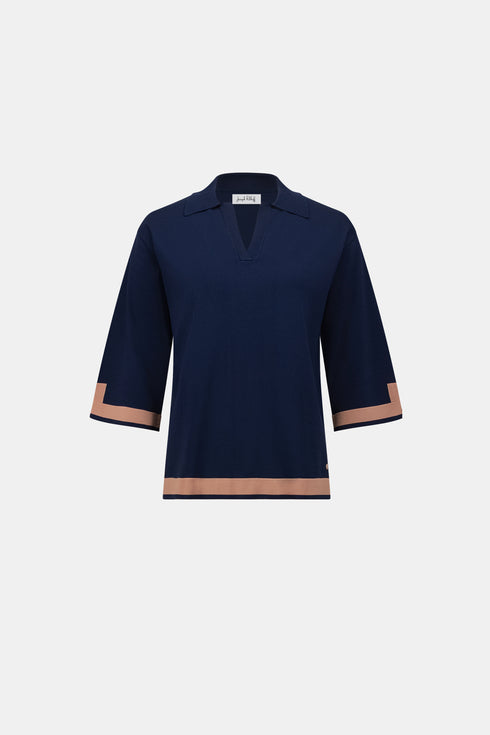 Feinstrick-Shirt im Color-Blocking-Look