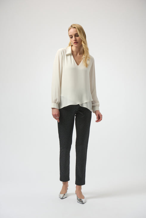 Joseph Ribkoff Folierte, schmal geschnittene Hose aus grobem Strick