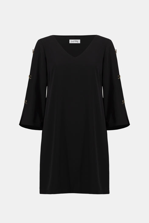Joseph Ribkoff Trapezkleid aus Twill mit goldverzierten Schlitzen an den Ärmeln