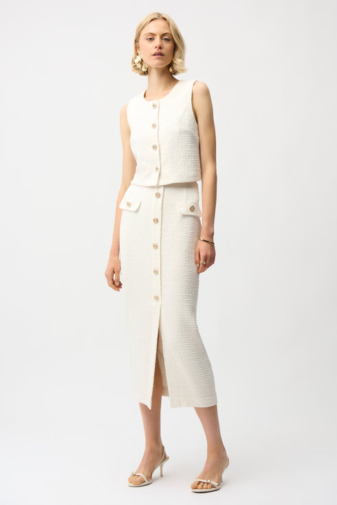 Joseph Ribkoff Bleistiftrock aus Bouclé mit Goldknöpfen