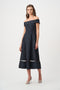 Joseph Ribkoff Signature | Schulterfreies ausgestelltes Kleid aus foliertem Jacquard