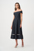 Joseph Ribkoff Signature | Schulterfreies ausgestelltes Kleid aus foliertem Jacquard