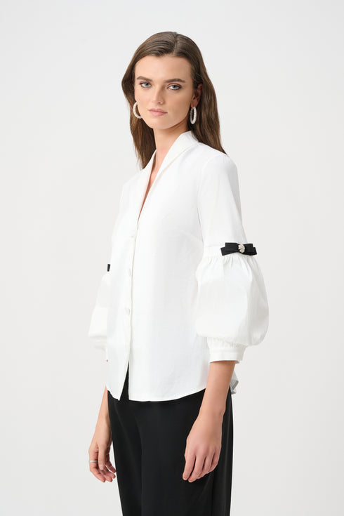 Joseph Ribkoff Signature | Figurbetonte Bluse aus Stretchtaft mit Strassknöpfen