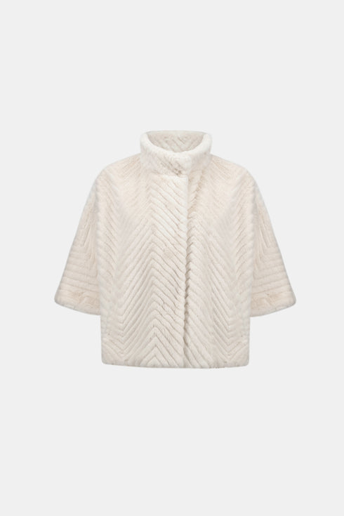 Joseph Ribkoff Cape-Jacke aus Kunstpelz mit Zackenmuster