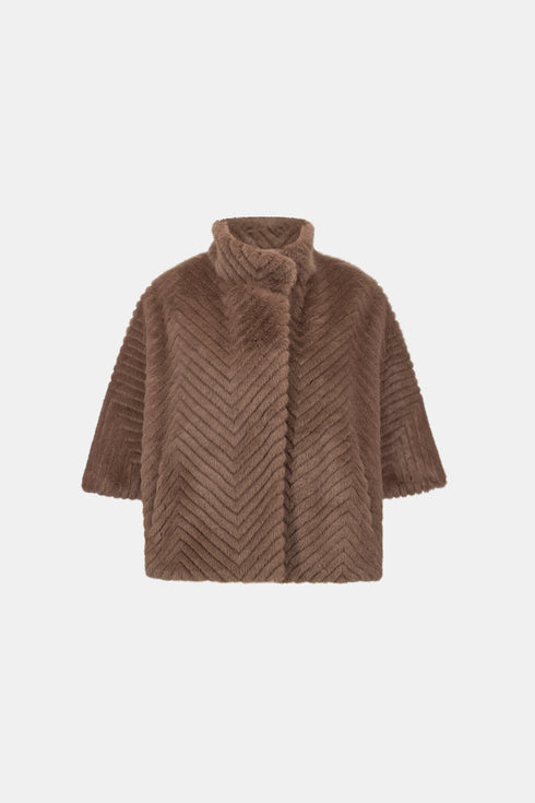 Joseph Ribkoff Cape-Jacke aus Kunstpelz mit Zackenmuster