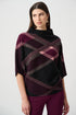 Joseph Ribkoff Pullover aus flauschiger Viskose und Nylon mit Karomuster und Trichterausschnitt