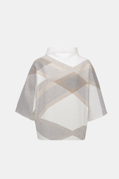 Joseph Ribkoff Pullover aus flauschiger Viskose und Nylon mit Karomuster und Trichterausschnitt
