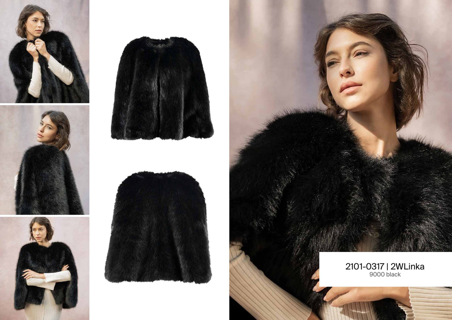 Kurze schwarze Jacke 2WLinka in Fell-Optik – Model- und Produktansichten, 2.0 by Mauritius Herbst/Winter 2026