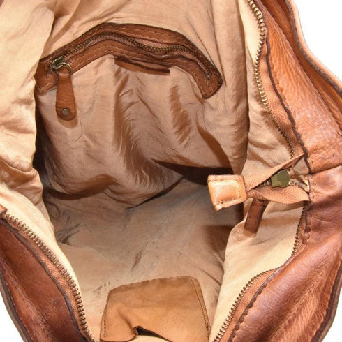Rucksack Vintage Leder Cognac